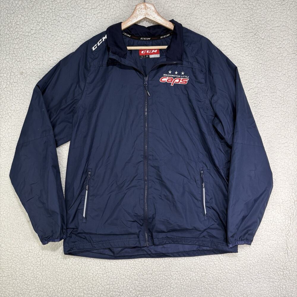 CCM Washington Caps Tactical Cool Jacket Mens L Navy Hockey Vented Windbreaker